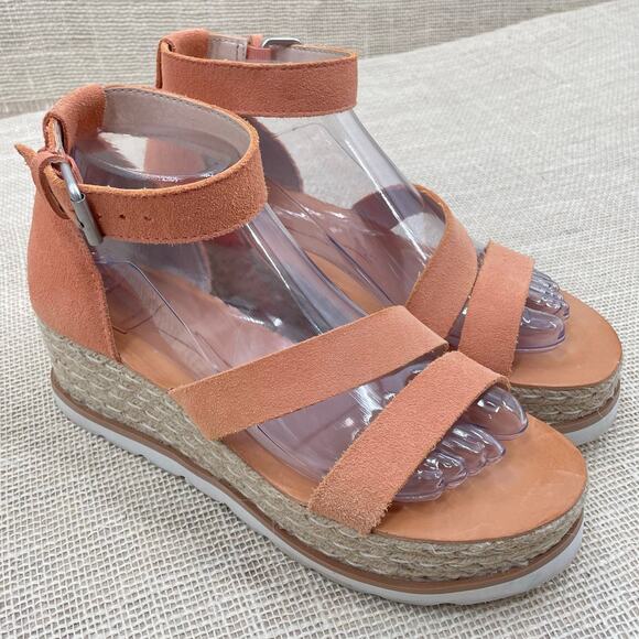 Dolce Vita Liza Coral Suede Leather Wedge Platform Sandal, Espadrilles, Ladies 8 - Picture 2 of 10